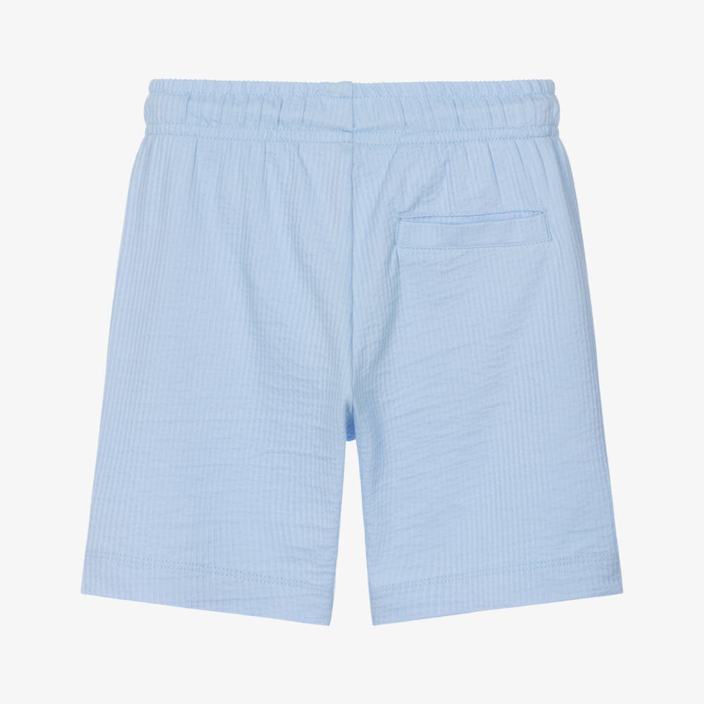 Tommy Hilfiger-Boys Pastel Blue Cotton Seersucker Jersey Shorts | Childrensalon