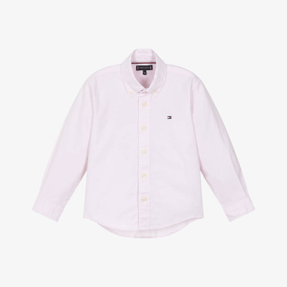 Tommy Hilfiger-Boys Pink Oxford Organic Cotton Shirt | Childrensalon