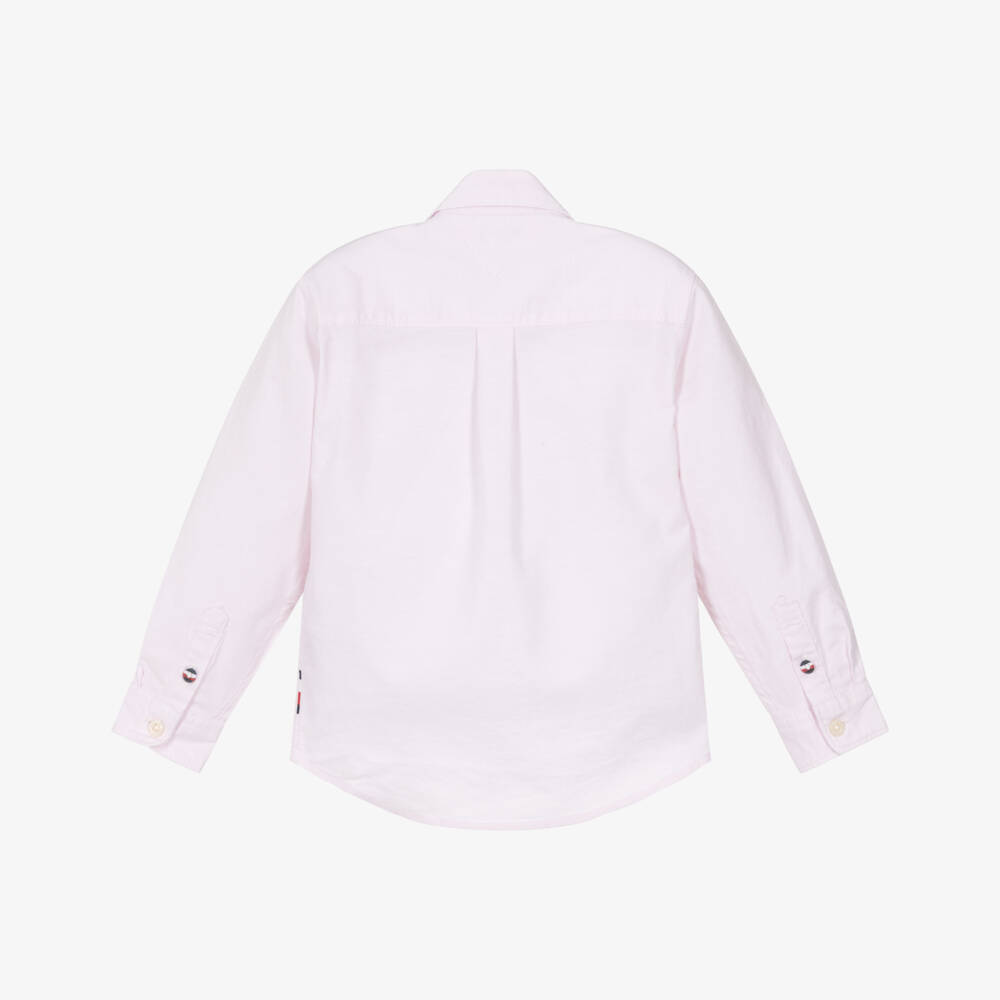 Tommy Hilfiger-Boys Pink Oxford Organic Cotton Shirt | Childrensalon