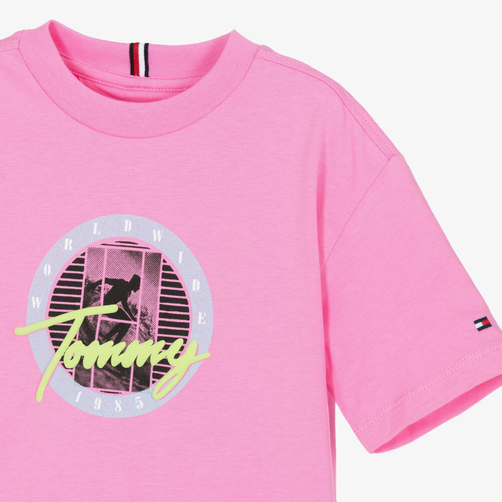 Tommy Hilfiger-Boys Pink Surf Logo Graphic T-Shirt | Childrensalon