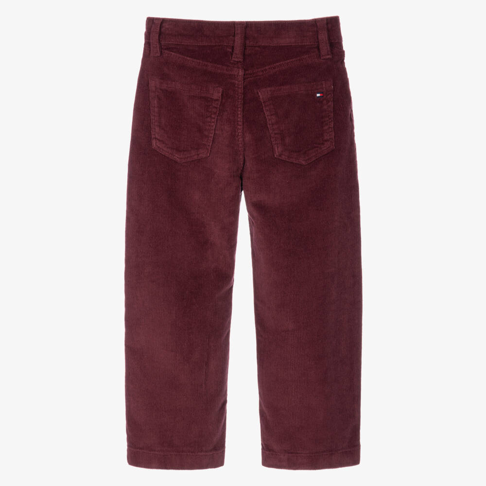 Tommy Hilfiger-Boys Relaxed Corduroy Trousers in Burgundy Red | Childrensalon