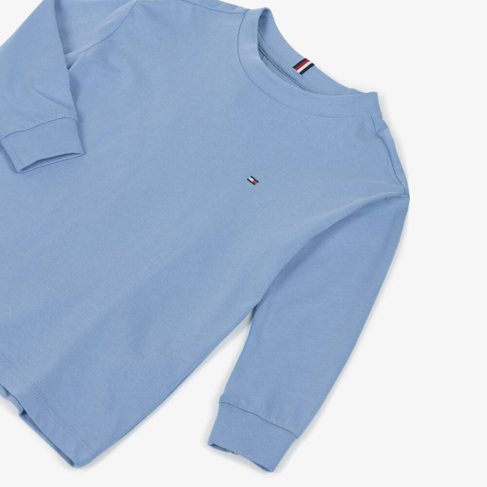 Tommy Hilfiger-توب بأكمام طويلة لون أزرق سماوي للأولاد | Childrensalon