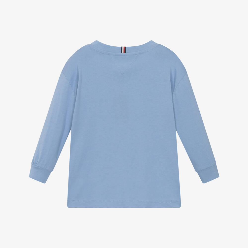 Tommy Hilfiger-توب بأكمام طويلة لون أزرق سماوي للأولاد | Childrensalon
