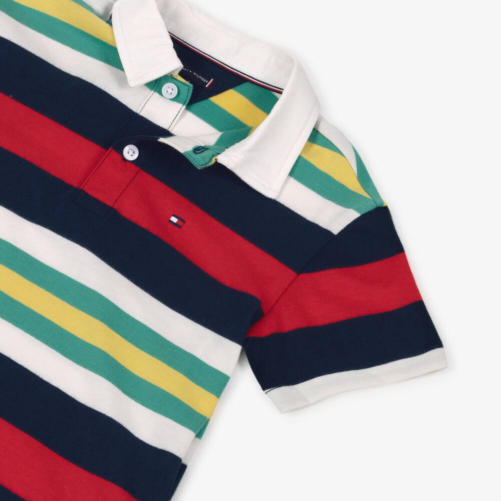 Tommy Hilfiger-Boys Striped Cotton Jersey Polo Shirt | Childrensalon