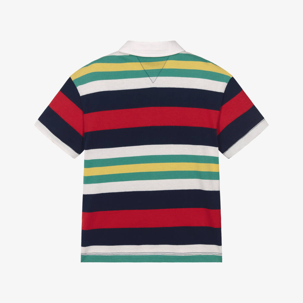 Tommy Hilfiger-Boys Striped Cotton Jersey Polo Shirt | Childrensalon