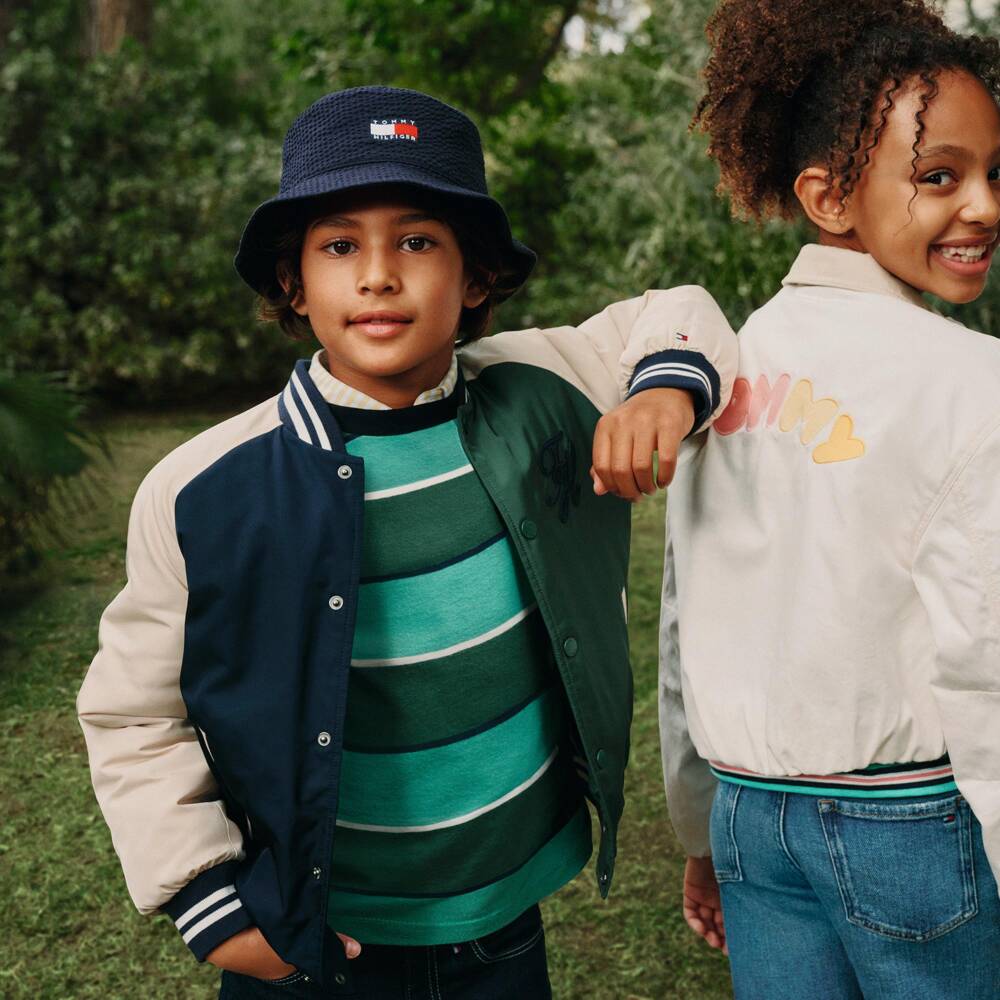 Tommy Hilfiger-Boys Striped Green Cotton T-Shirt | Childrensalon
