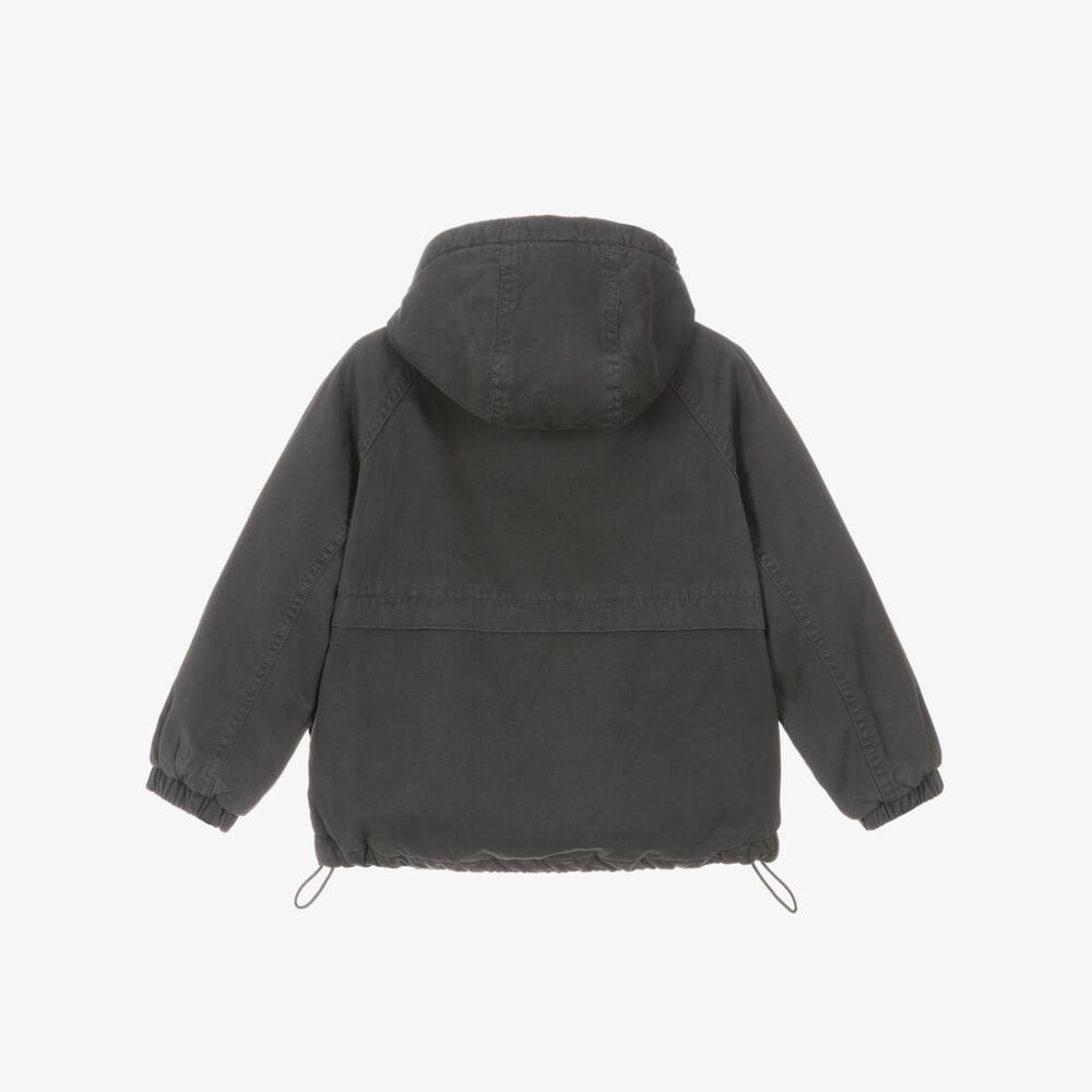 Tommy Hilfiger-Boys Washed Black Hooded Jacket | Childrensalon