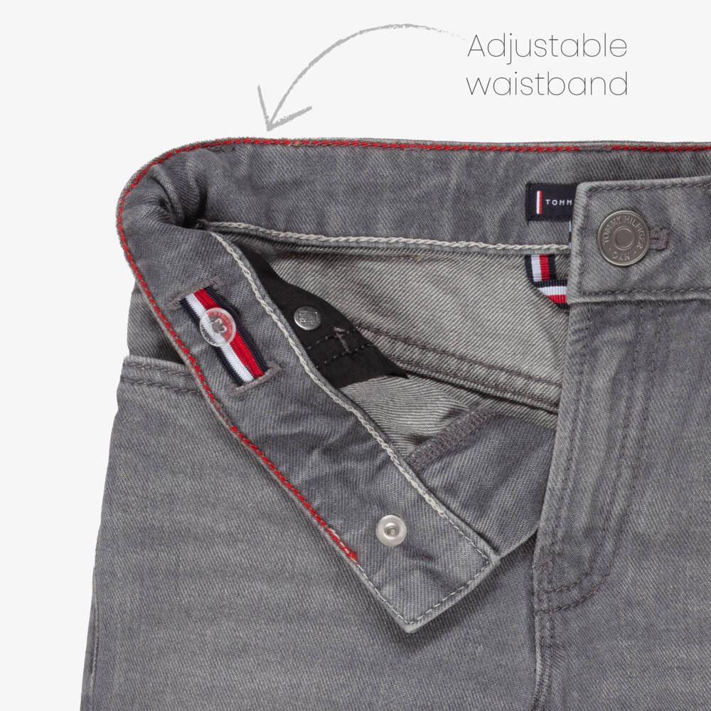 Tommy Hilfiger-Boys Washed Grey Denim Straight Jeans | Childrensalon
