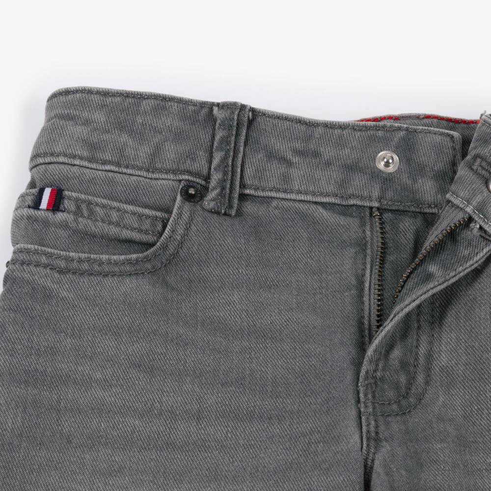 Tommy Hilfiger-Boys Washed Grey Denim Straight Jeans | Childrensalon