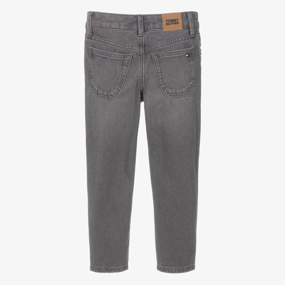 Tommy Hilfiger-Boys Washed Grey Denim Straight Jeans | Childrensalon