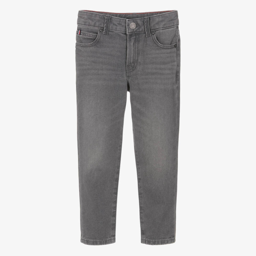 Tommy Hilfiger-Boys Washed Grey Denim Straight Jeans | Childrensalon