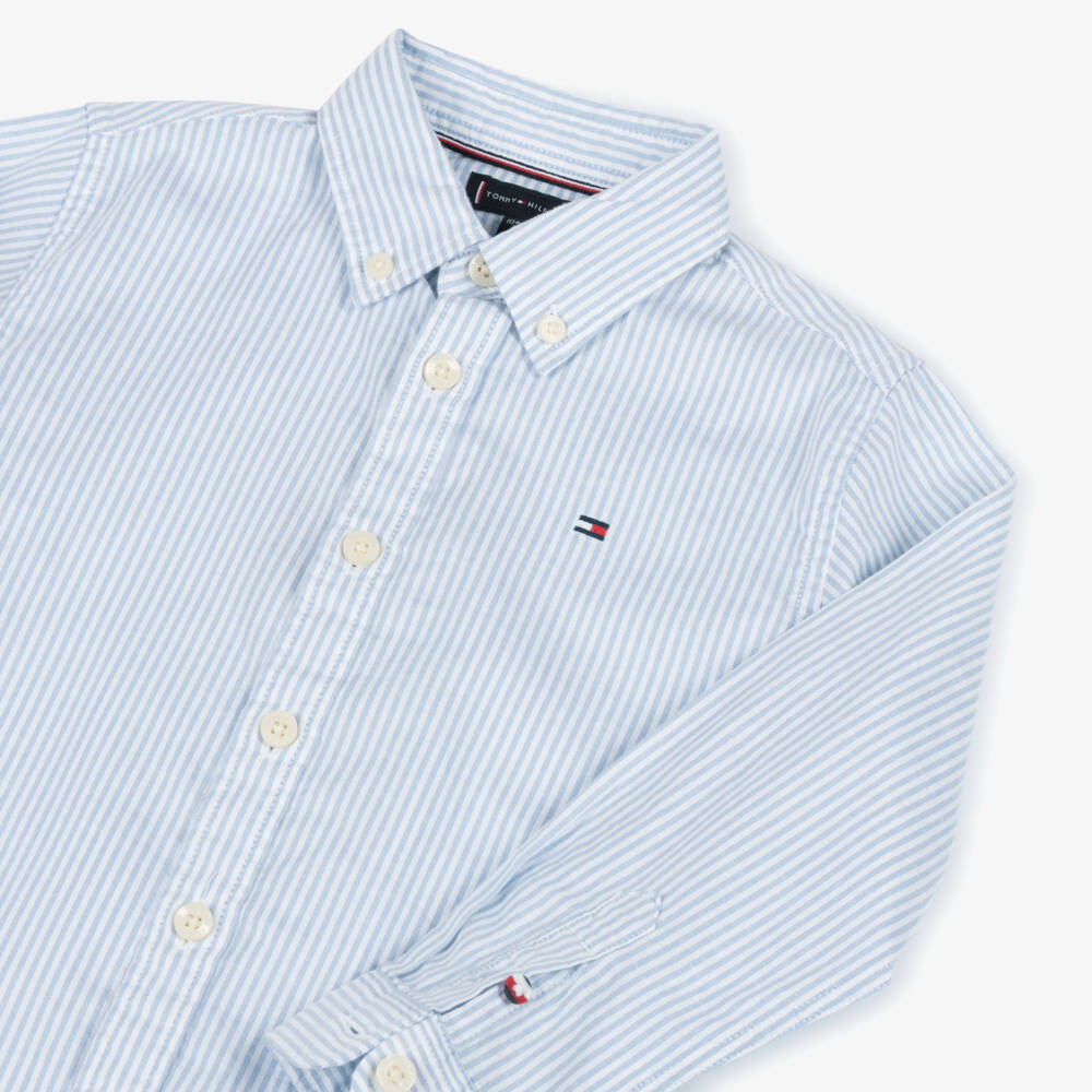 Tommy Hilfiger-Рубашка из хлопка в бело-голубую полоску для мальчиков | Childrensalon