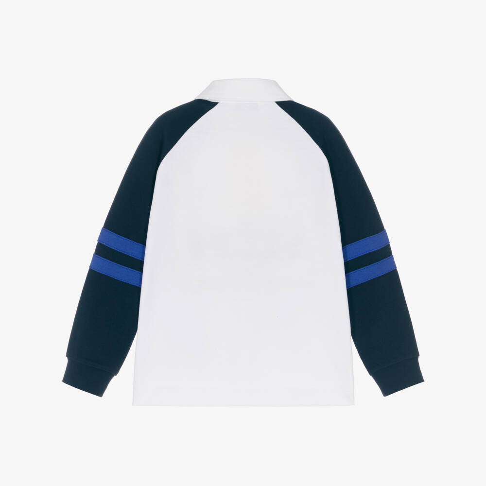 Tommy Hilfiger-Boys White Colourblock Rugby Shirt | Childrensalon