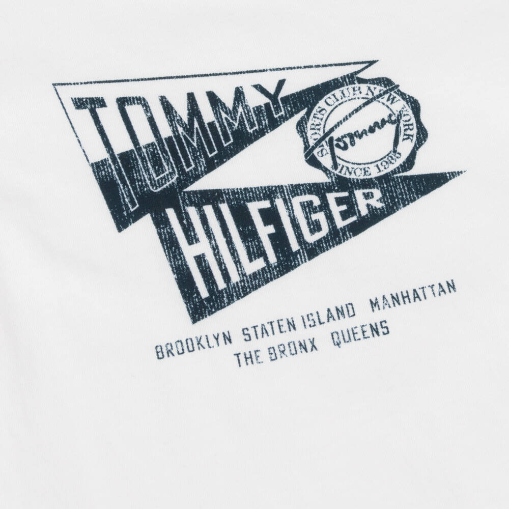 Tommy Hilfiger-Boys White Cotton Flag Logo T-Shirt | Childrensalon