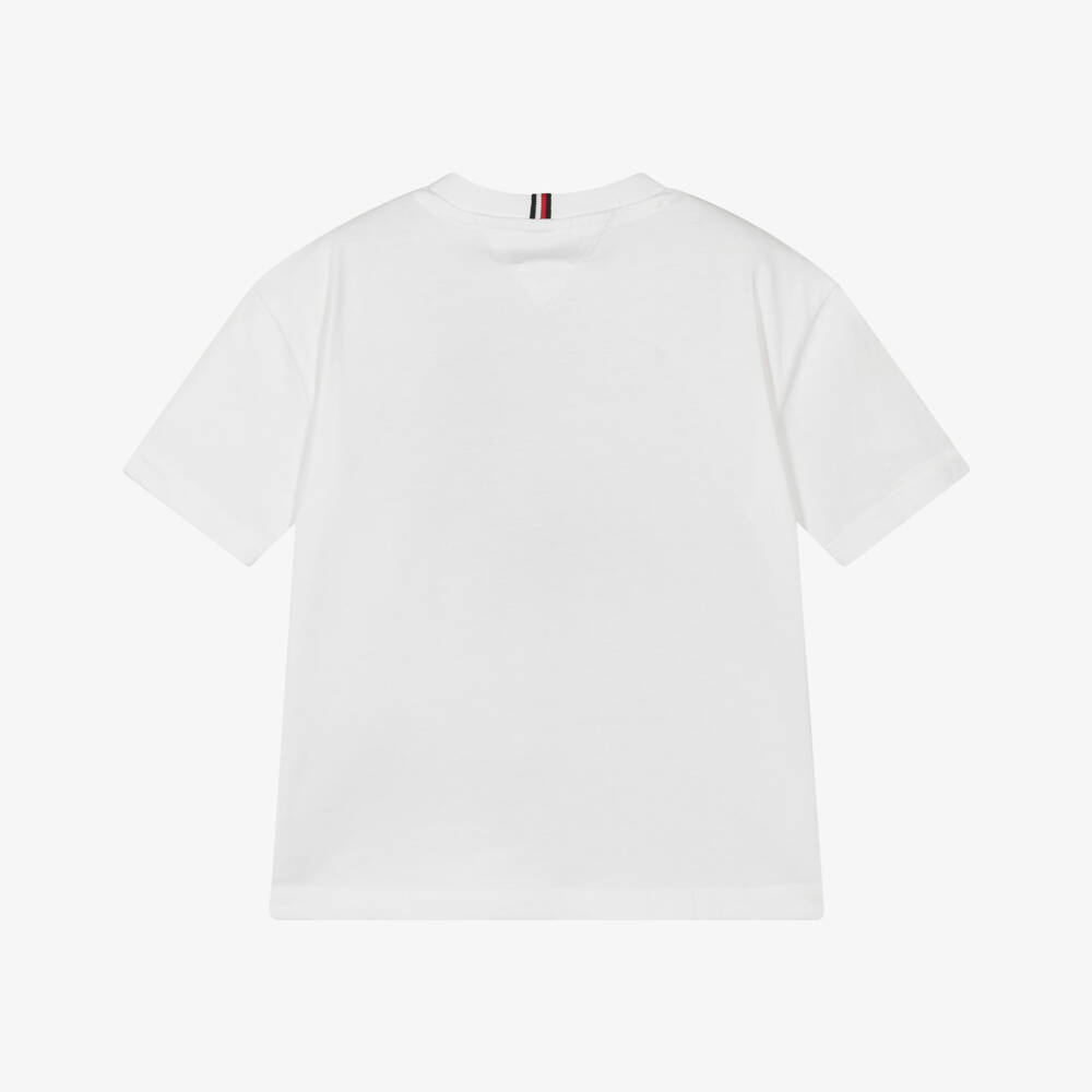 Tommy Hilfiger-Boys White Cotton Flag Logo T-Shirt | Childrensalon