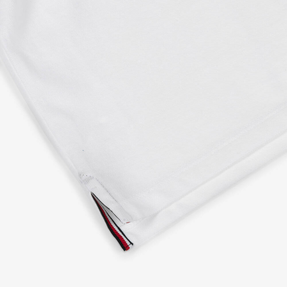 Tommy Hilfiger-Boys White Cotton Piqué Polo Shirt with Short Sleeves | Childrensalon