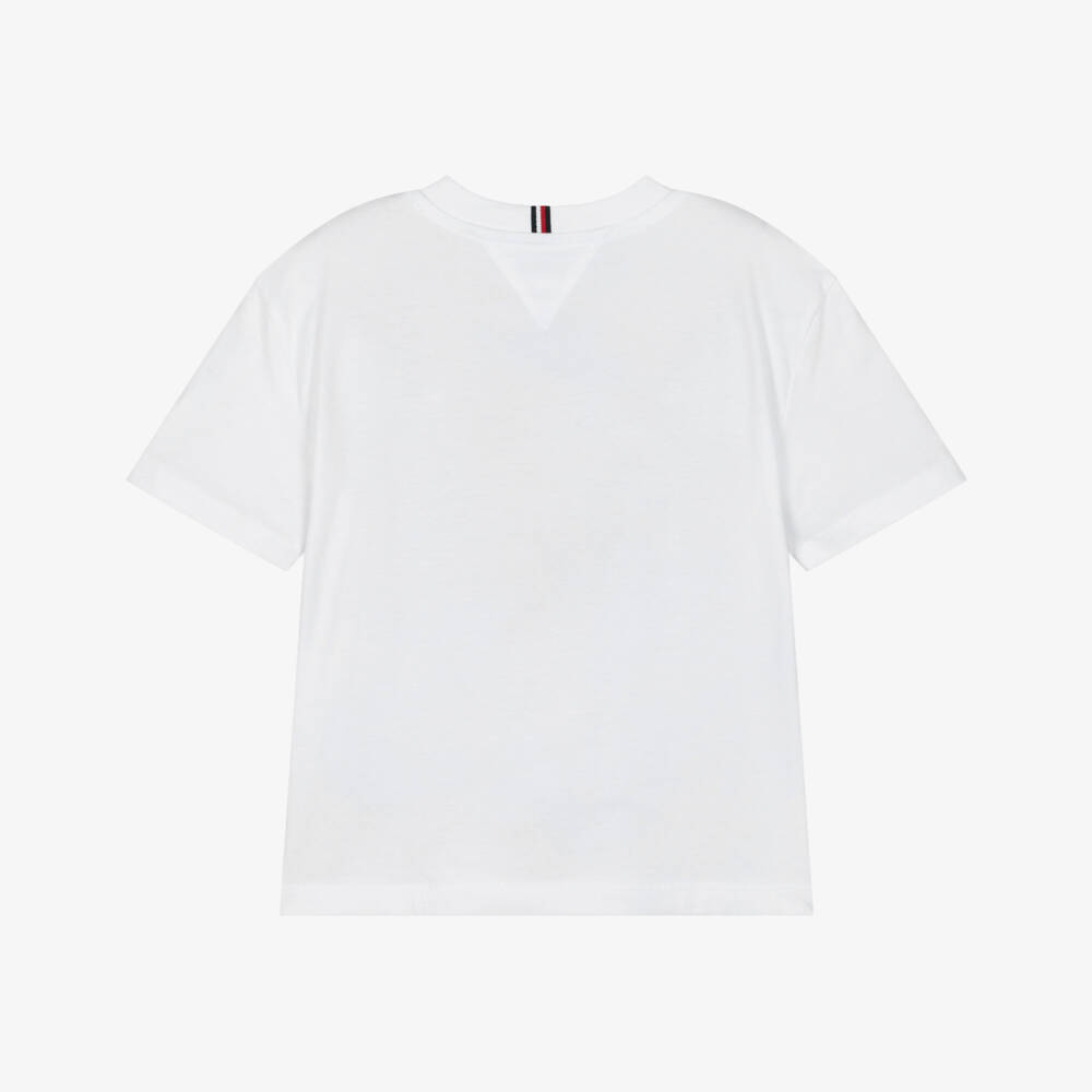 Tommy Hilfiger-Boys White Graffiti Flag Logo Cotton T-Shirt | Childrensalon