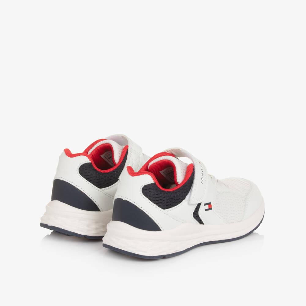 Tommy Hilfiger-Boys White Low-Top Mesh Trainers | Childrensalon