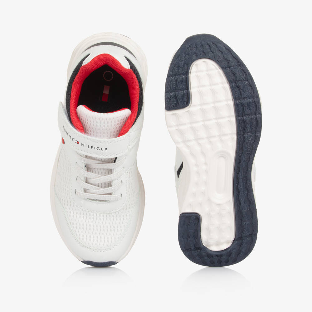 Tommy Hilfiger-Boys White Low-Top Mesh Trainers | Childrensalon