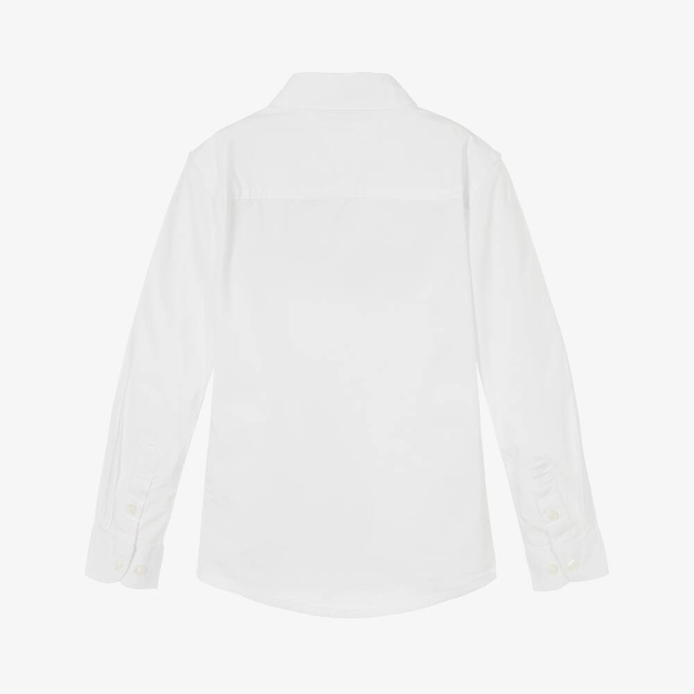 Tommy Hilfiger-Boys White Organic Cotton Shirt | Childrensalon