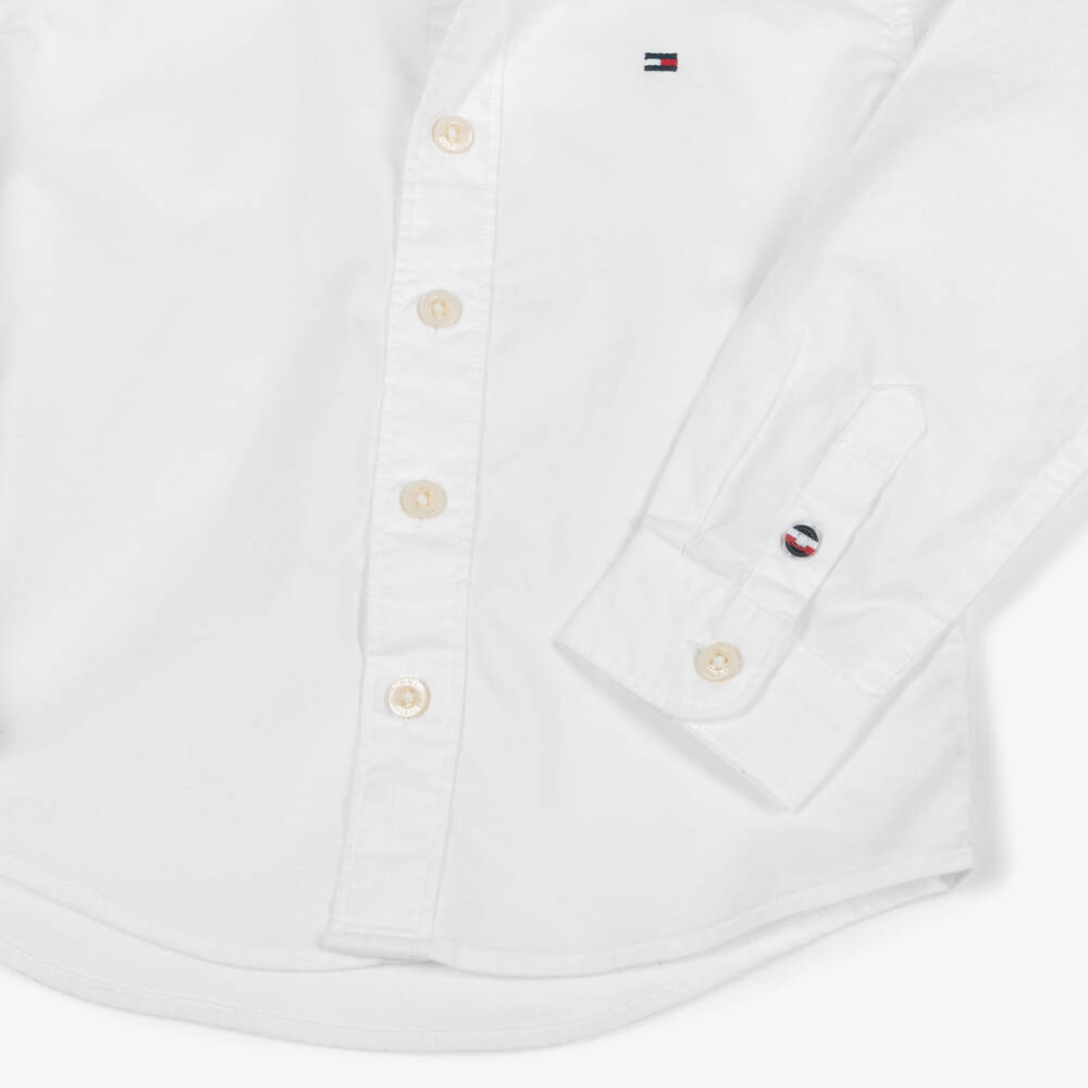 Tommy Hilfiger-Boys White Oxford Cotton Shirt with Flag Logo | Childrensalon
