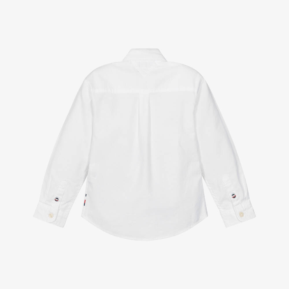 Tommy Hilfiger-Boys White Oxford Organic Cotton Shirt | Childrensalon