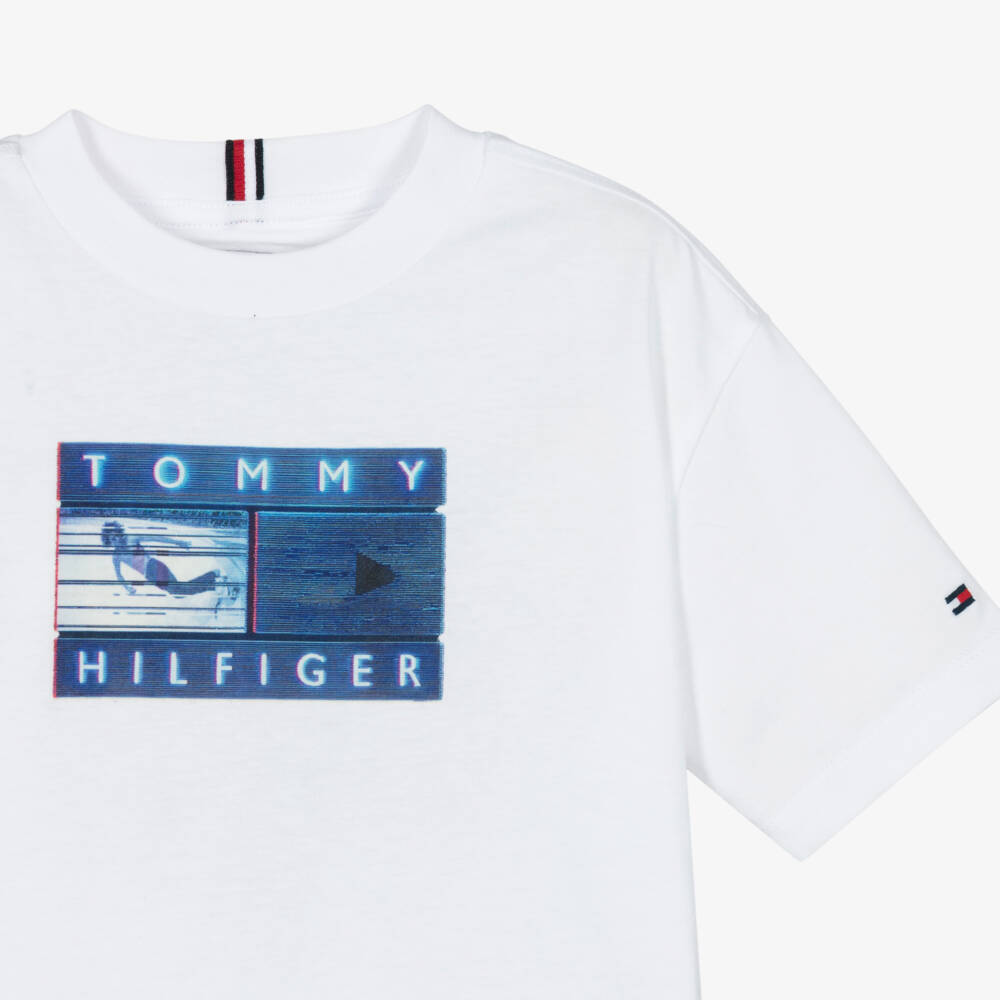 Tommy Hilfiger-Boys White Surf Logo Graphic T-Shirt | Childrensalon