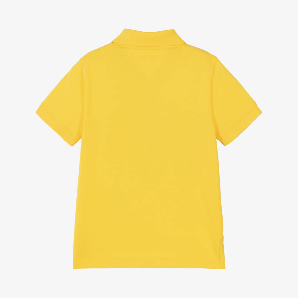 Tommy Hilfiger-Boys Yellow Cotton Piqué Polo Shirt with Flag Embroidery | Childrensalon