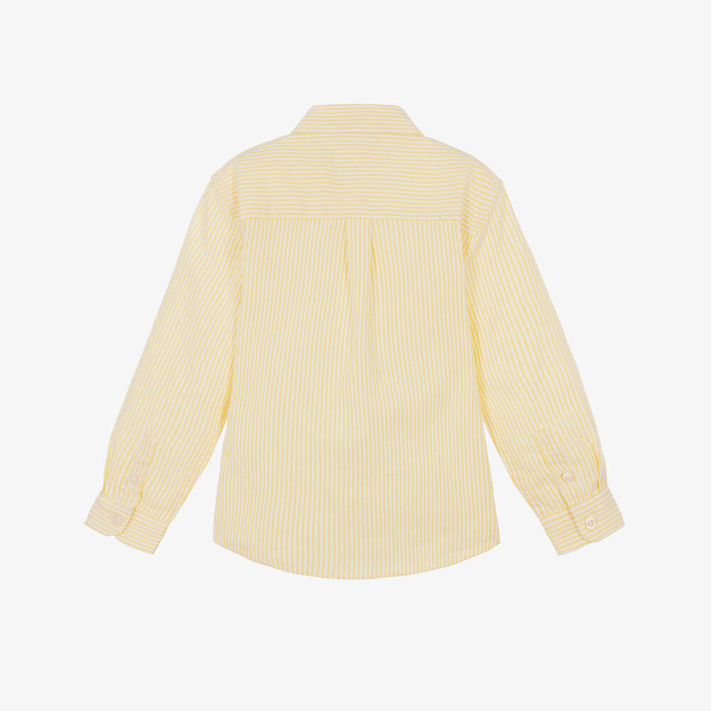Tommy Hilfiger-Boys Yellow Striped Oxford Cotton Shirt | Childrensalon