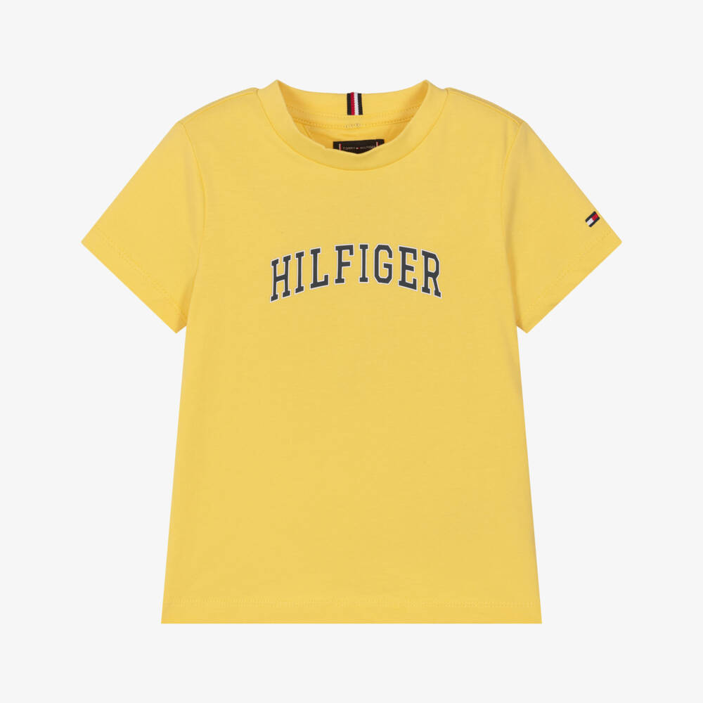 Tommy Hilfiger-Футболка жёлтая из хлопка с логотипом колледжа для мальчиков  | Childrensalon