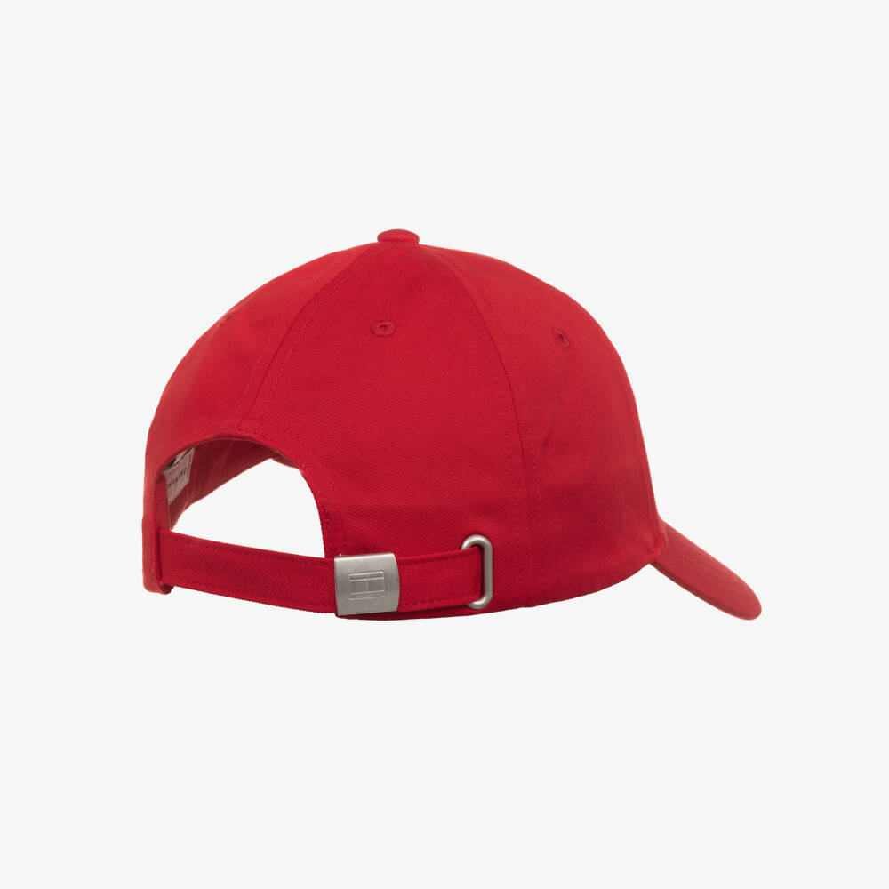 Tommy Hilfiger-Brick Red Cotton Twill Cap with Flag Logo Patch | Childrensalon