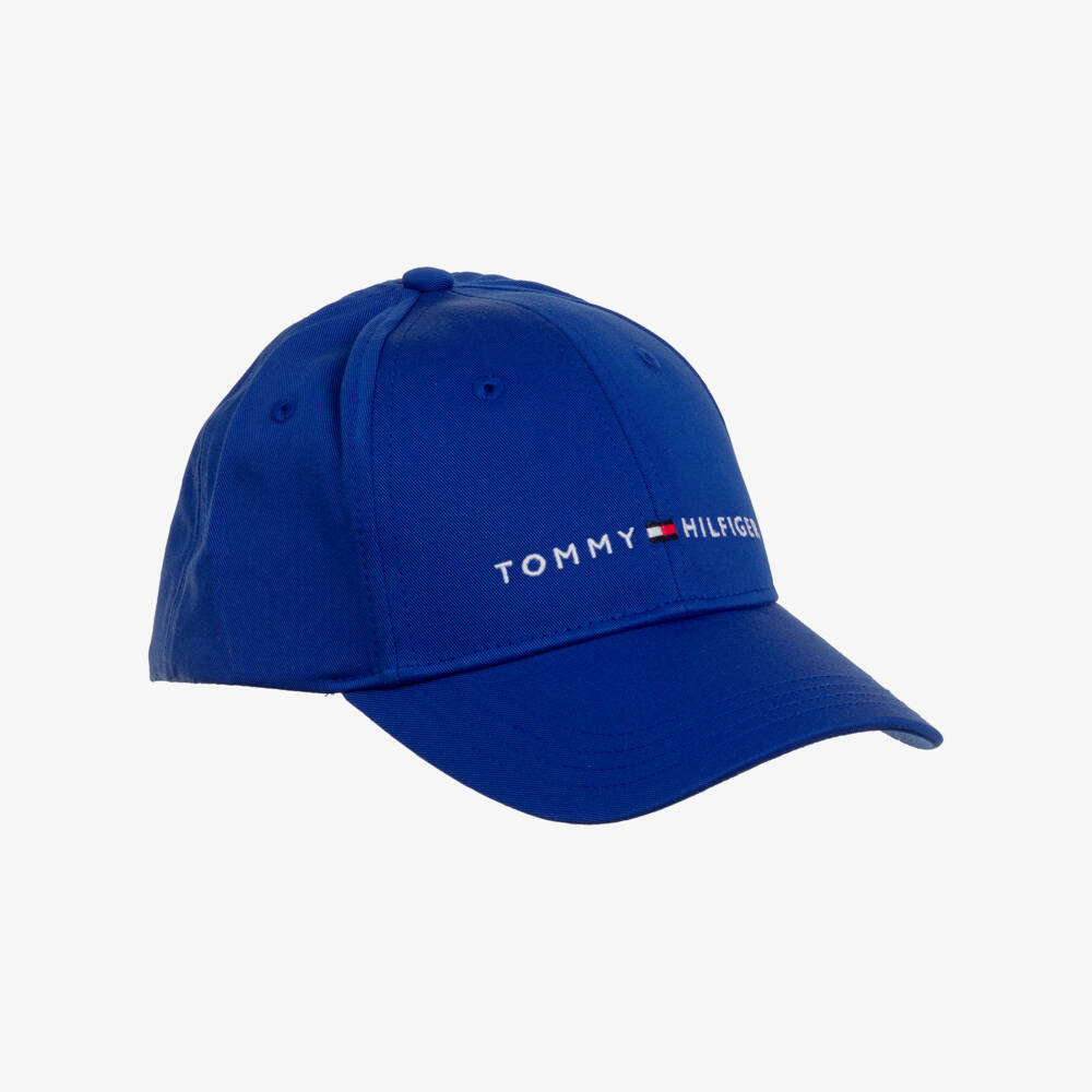 Tommy Hilfiger-Bright Blue Cotton Twill Cap with Flag Logo | Childrensalon