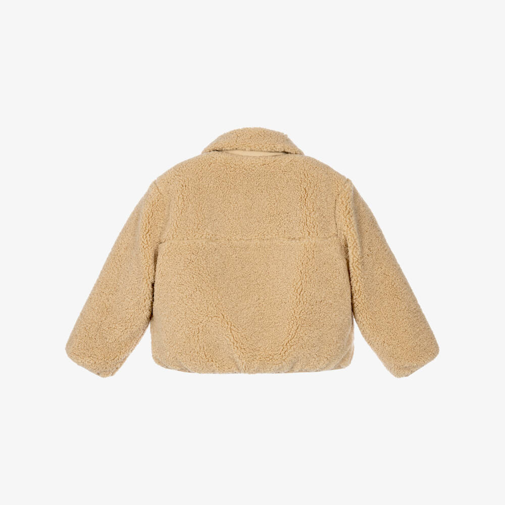 Tommy Hilfiger-Girls Beige Teddy Fleece Blouson Jacket | Childrensalon
