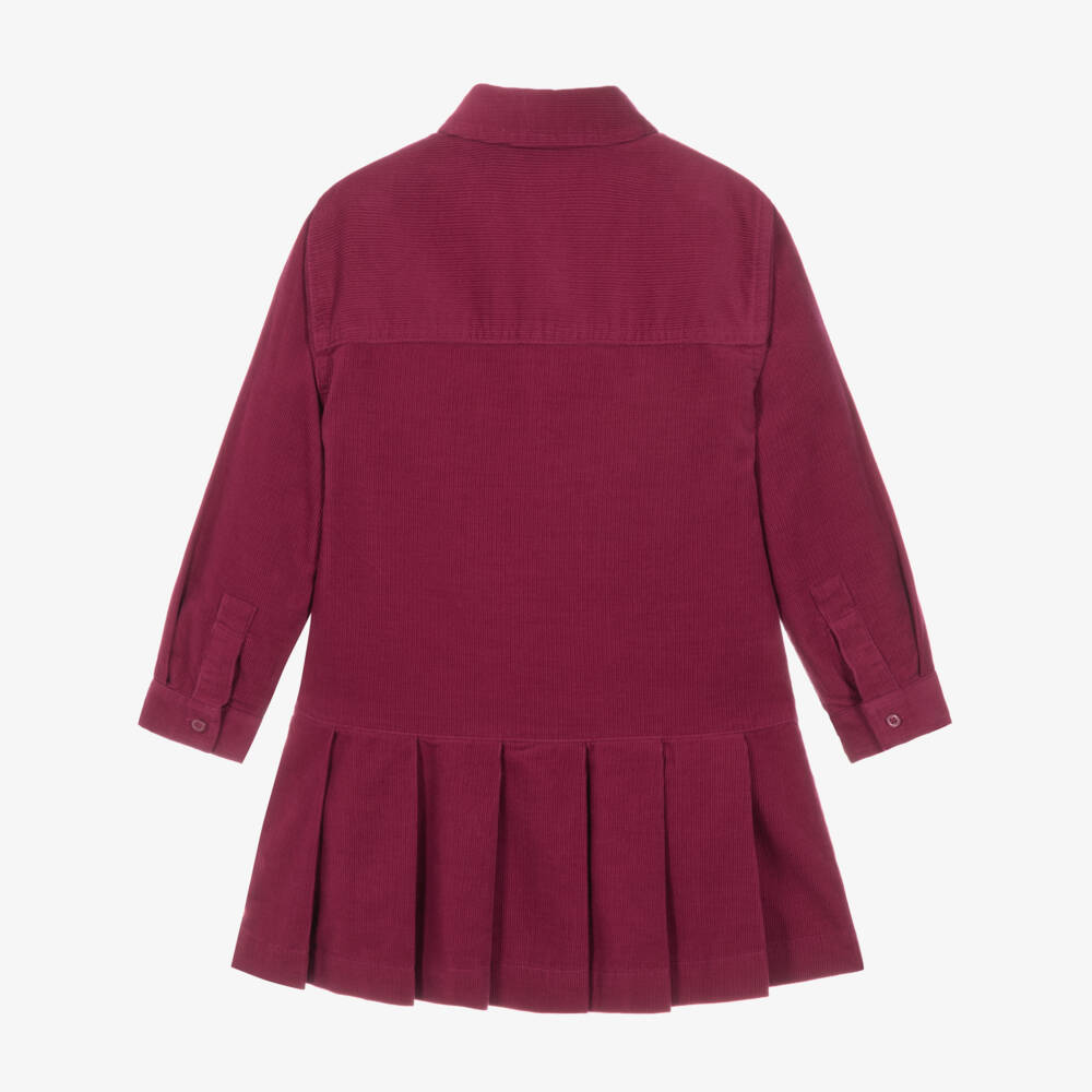 Tommy Hilfiger-Girls Berry Pink Needlecord Dress with Pleats | Childrensalon