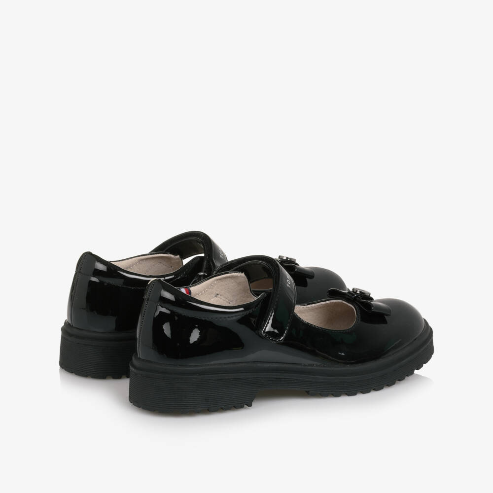 Tommy Hilfiger-Girls Black Patent Velcro Shoes | Childrensalon