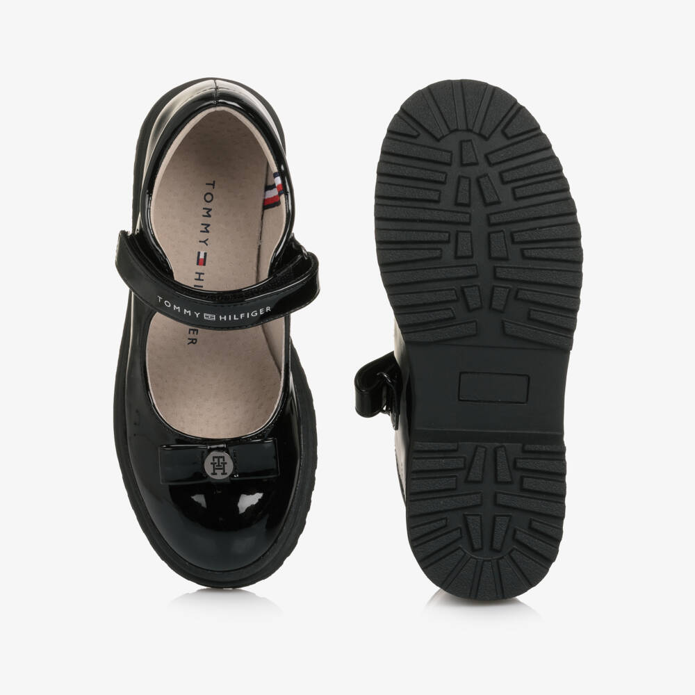 Tommy Hilfiger-Girls Black Patent Velcro Shoes | Childrensalon