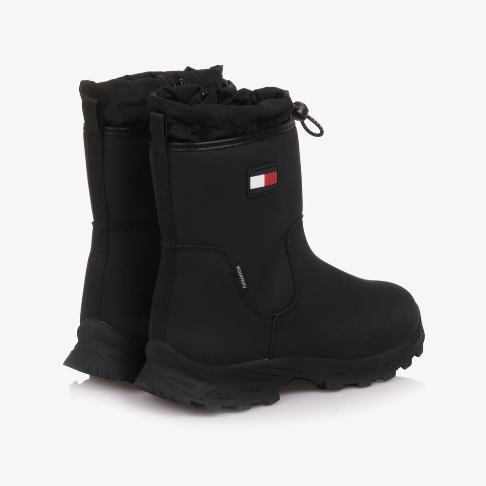 Tommy Hilfiger-Girls Black Rain Boots with Toggle Adjustor | Childrensalon