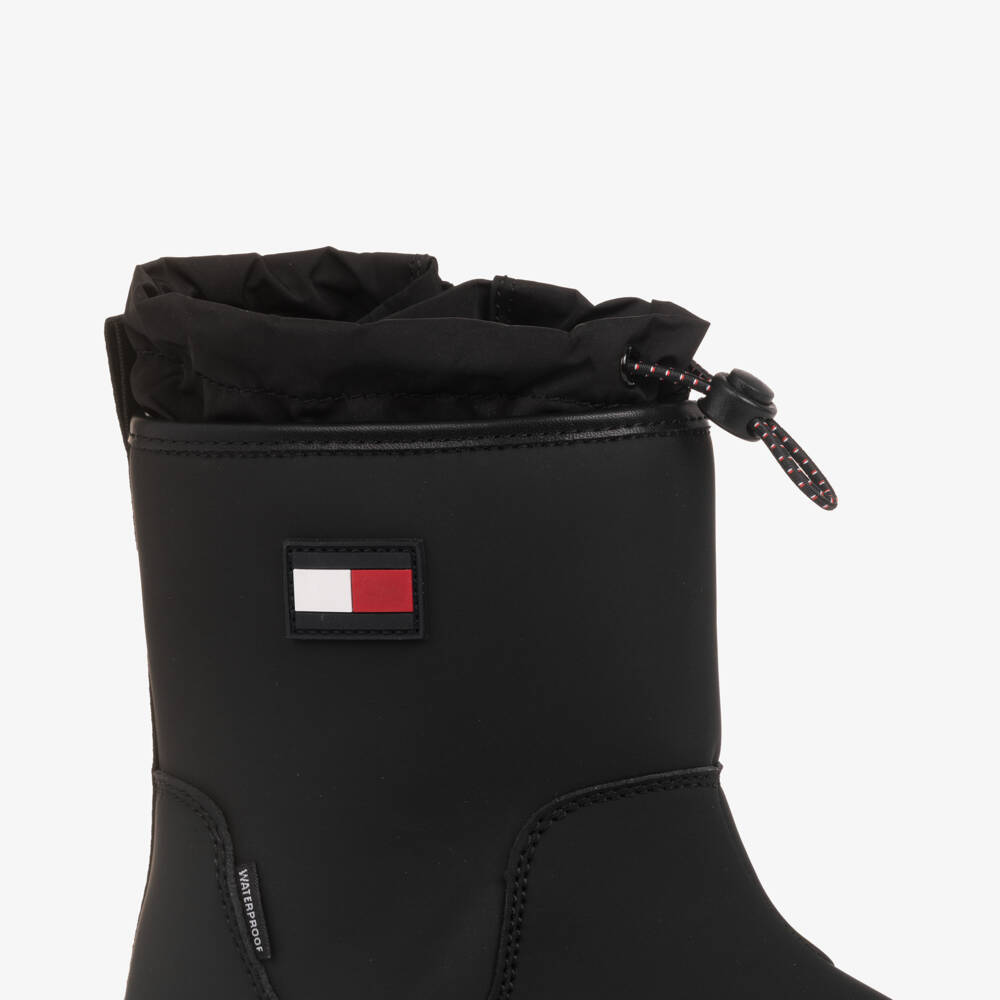 Tommy Hilfiger-Girls Black Rain Boots with Toggle Adjustor | Childrensalon