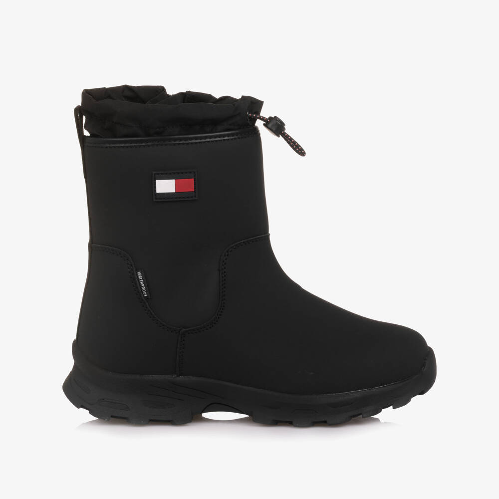 Tommy Hilfiger-Girls Black Rain Boots with Toggle Adjustor | Childrensalon