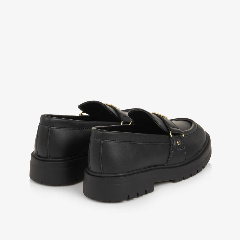 Tommy Hilfiger-Girls Black Slip-On Loafers in Faux Leather | Childrensalon
