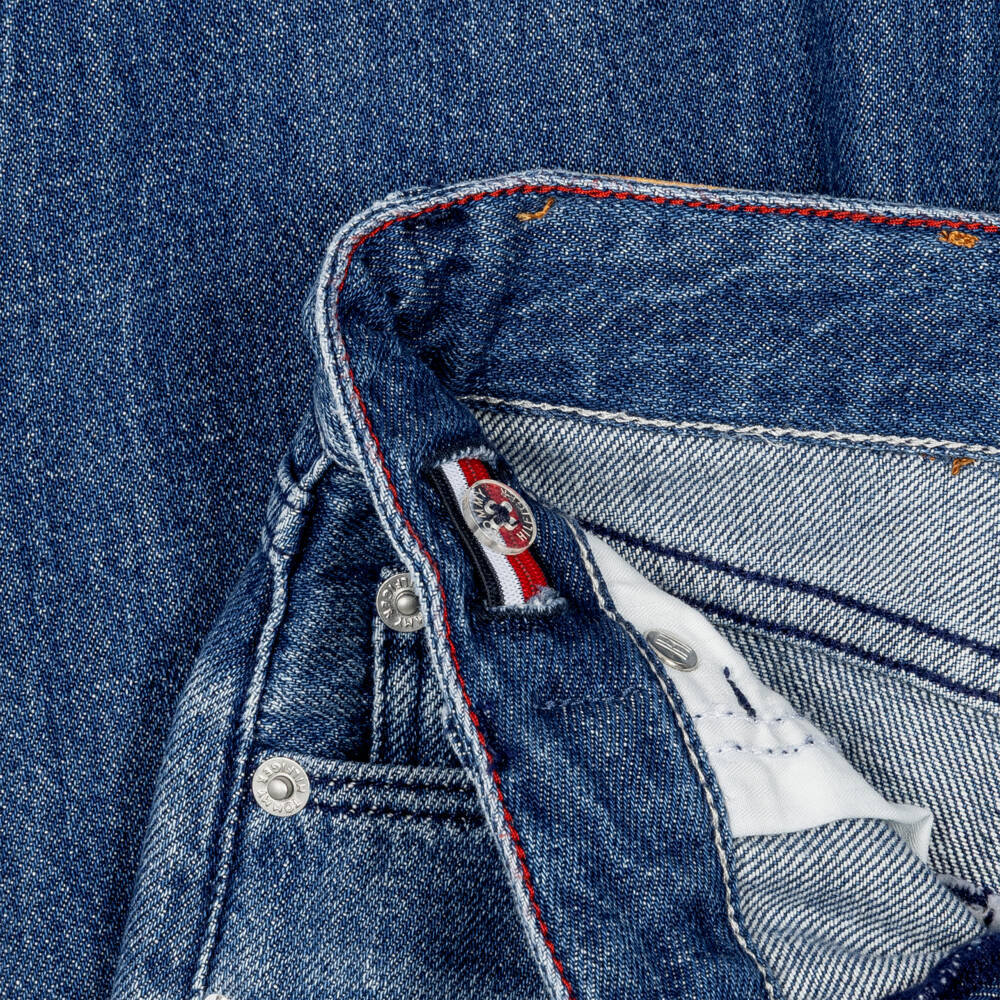 Tommy Hilfiger-Girls Blue Barrel Leg Jeans with Studs | Childrensalon