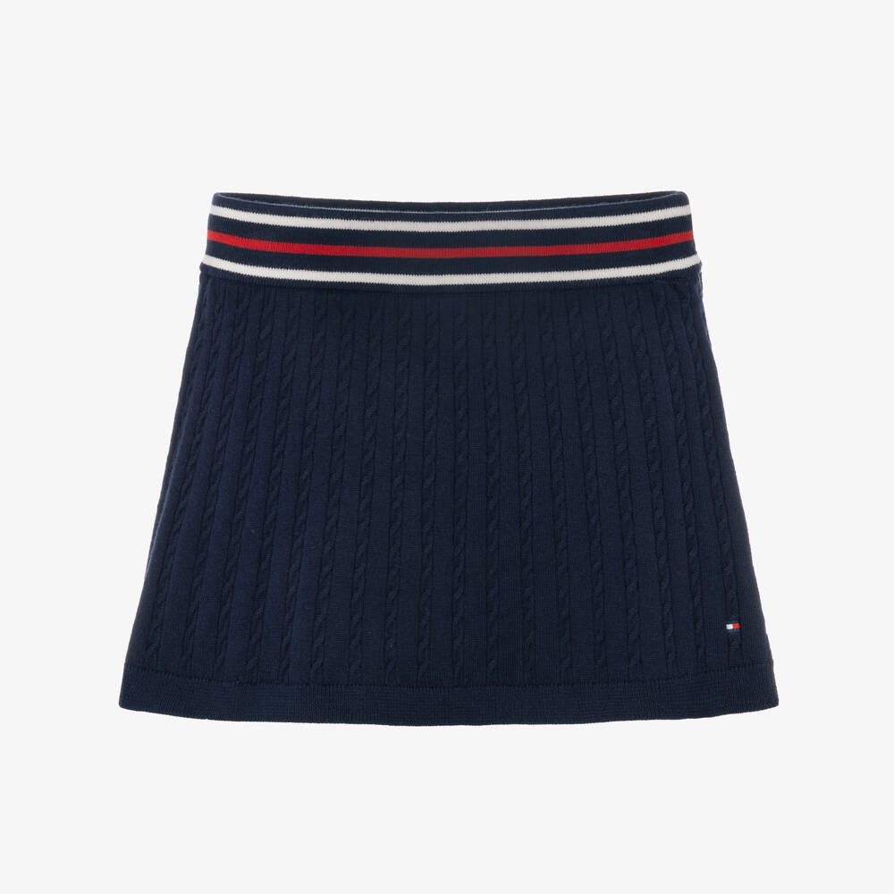 Tommy Hilfiger-Girls Blue Cable Knit Skirt | Childrensalon