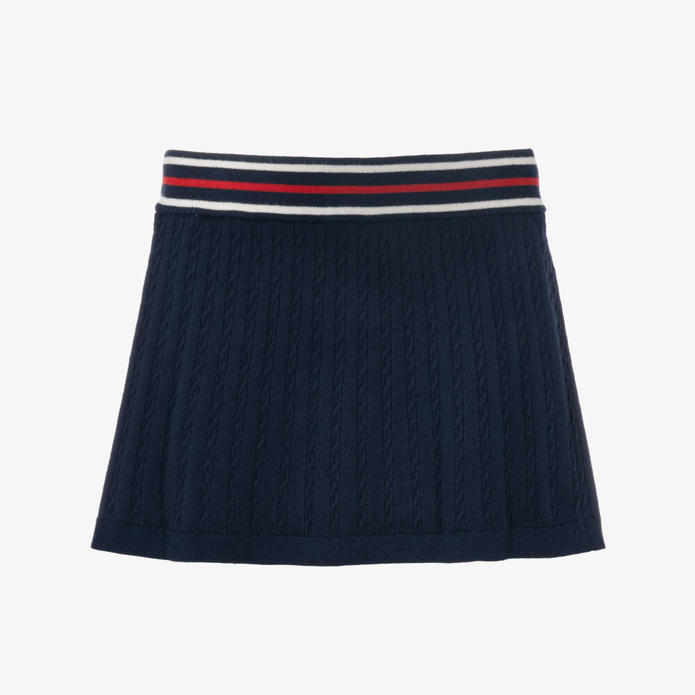 Tommy Hilfiger-Girls Blue Cable Knit Skirt | Childrensalon