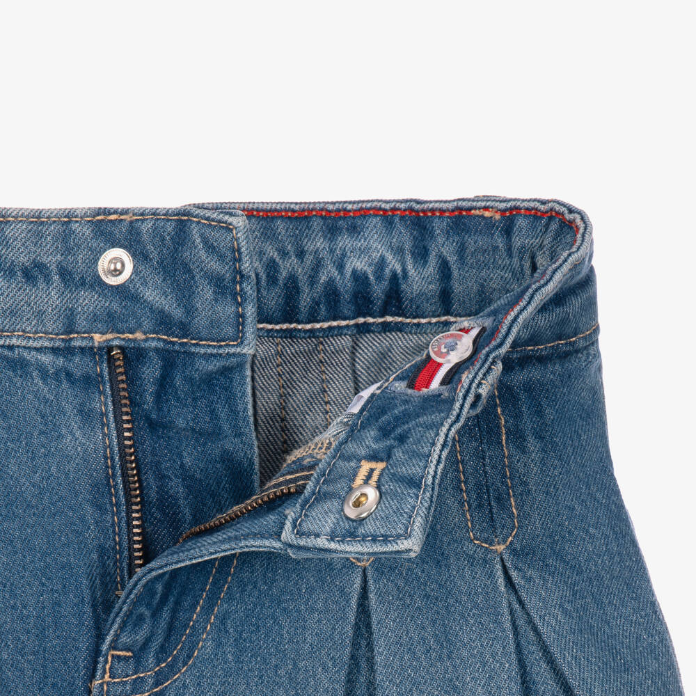 Tommy Hilfiger-Girls Blue Denim Pleated Skirt | Childrensalon