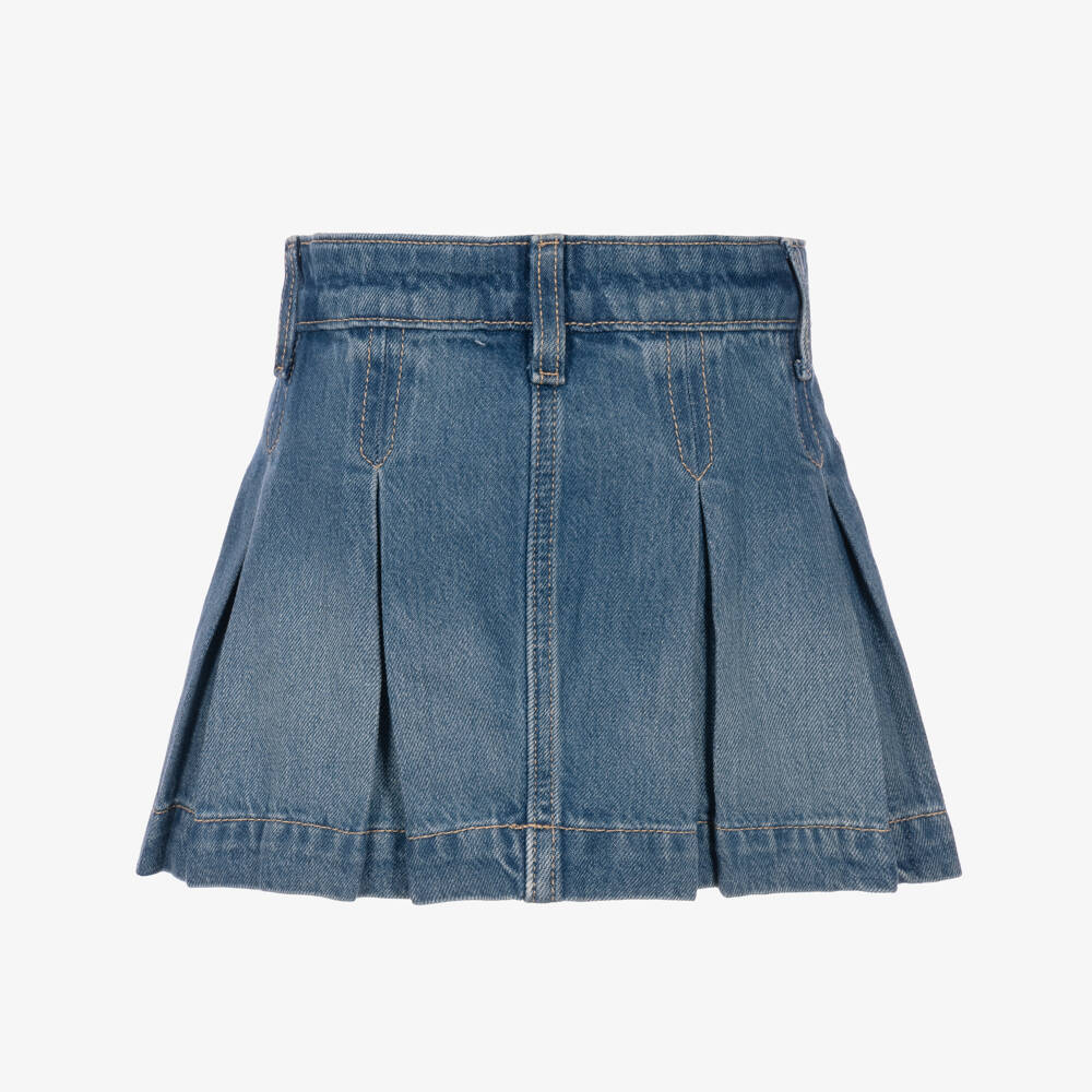 Tommy Hilfiger-Girls Blue Denim Pleated Skirt | Childrensalon