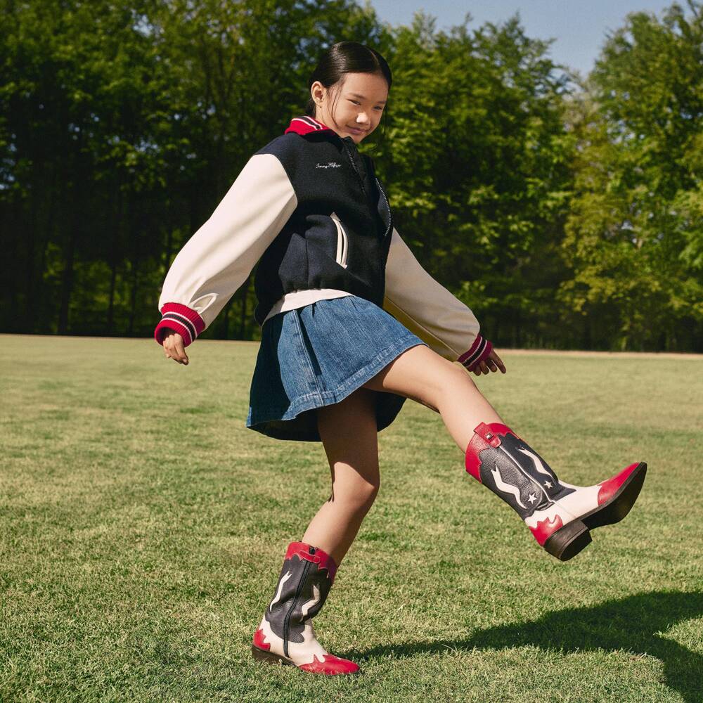 Tommy Hilfiger-Girls Blue Denim Pleated Skirt | Childrensalon