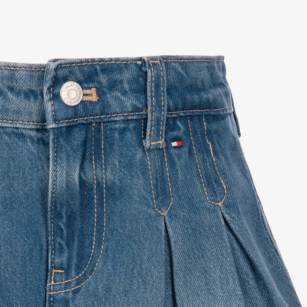 Tommy Hilfiger-Girls Blue Denim Pleated Skirt | Childrensalon