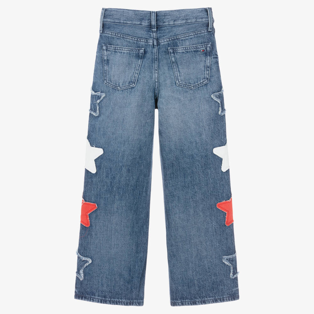 Tommy Hilfiger-Girls Blue Mabel Wide-Leg Jeans | Childrensalon