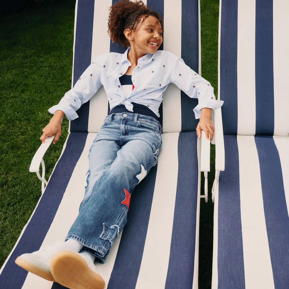 Tommy Hilfiger-Girls Blue Mabel Wide-Leg Jeans | Childrensalon