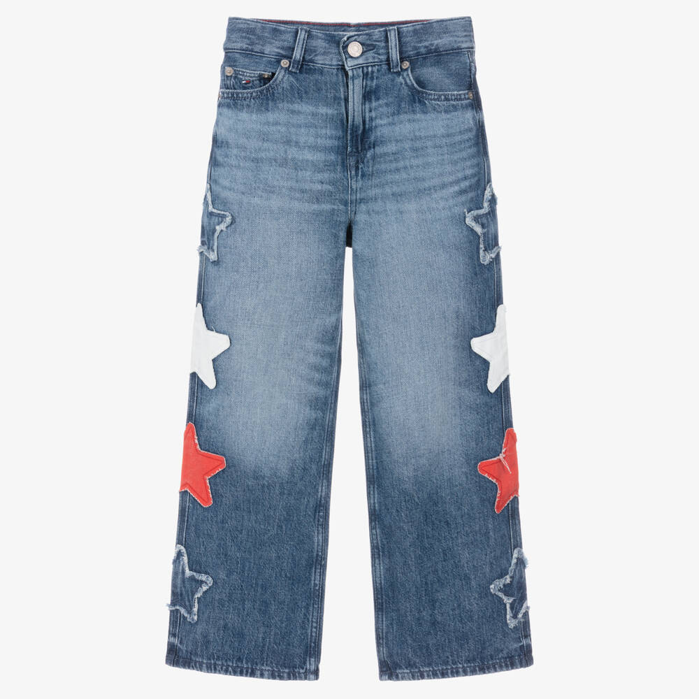 Tommy Hilfiger-Girls Blue Mabel Wide-Leg Jeans | Childrensalon